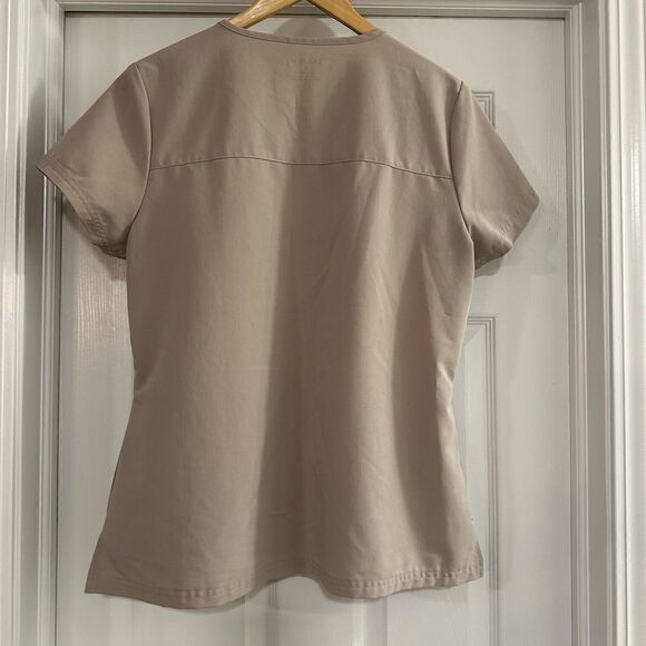 Jaanuu 3-pocket scrub top v-neck soft khaki size large - Picture 3 of 5
